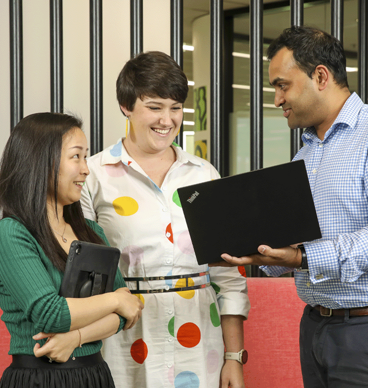 Employees collaborating in an office